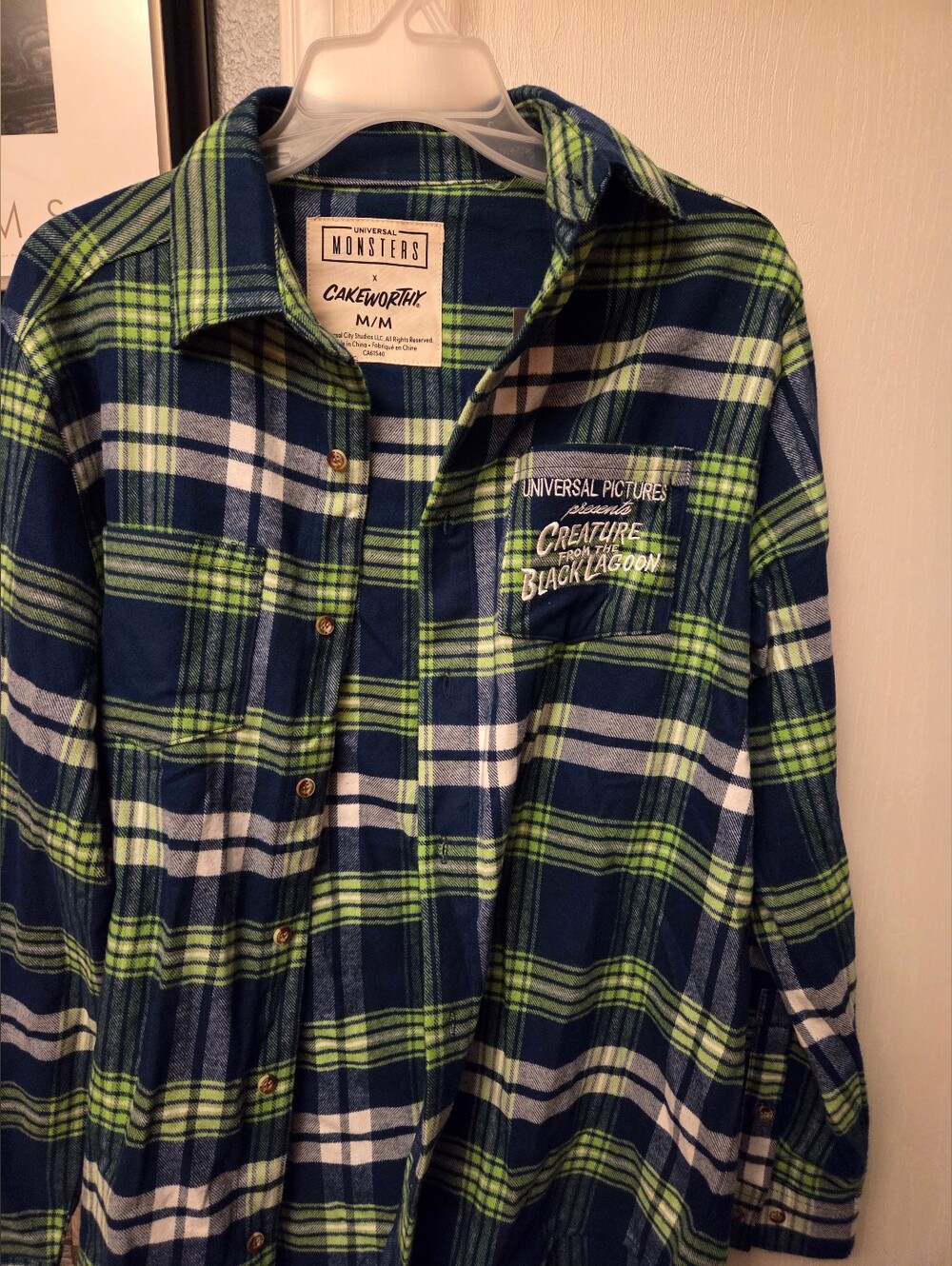 Cakeworthy Blue & Green Creature Flannel Shirt